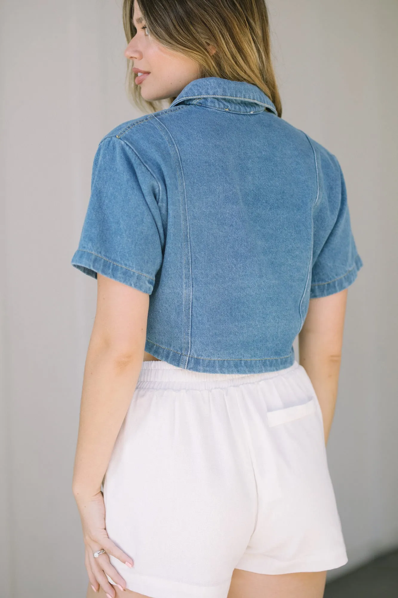 Jackie Cropped Denim Shirt sold by Morning Lavender product image thumbnail 4