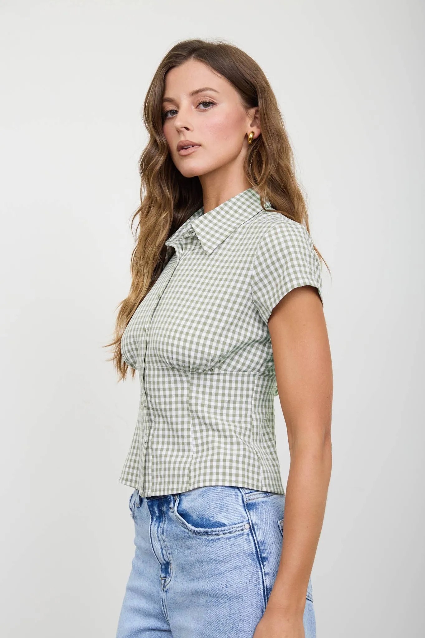 Jessie Gingham Collared Top sold by Morning Lavender product image thumbnail 4