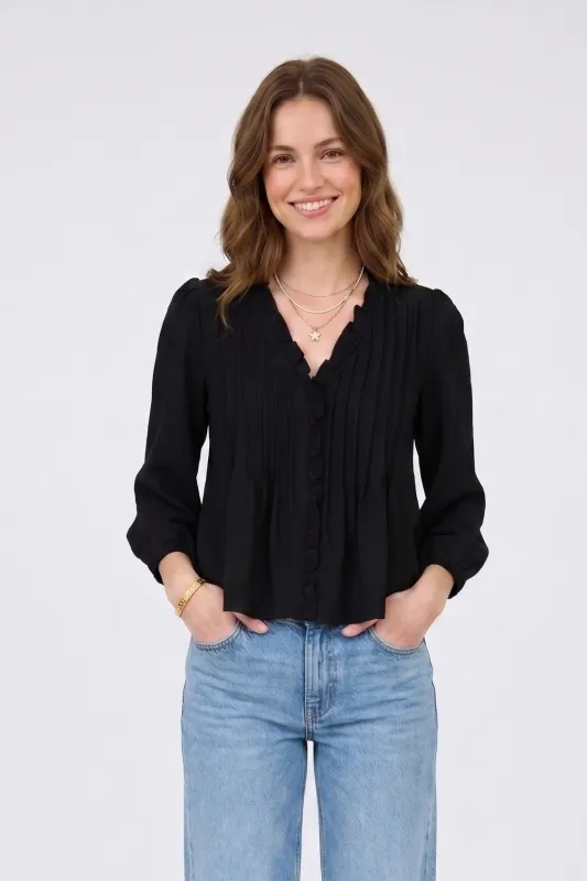Kelly Ruffle Trim Blouse made by Blu Pepper