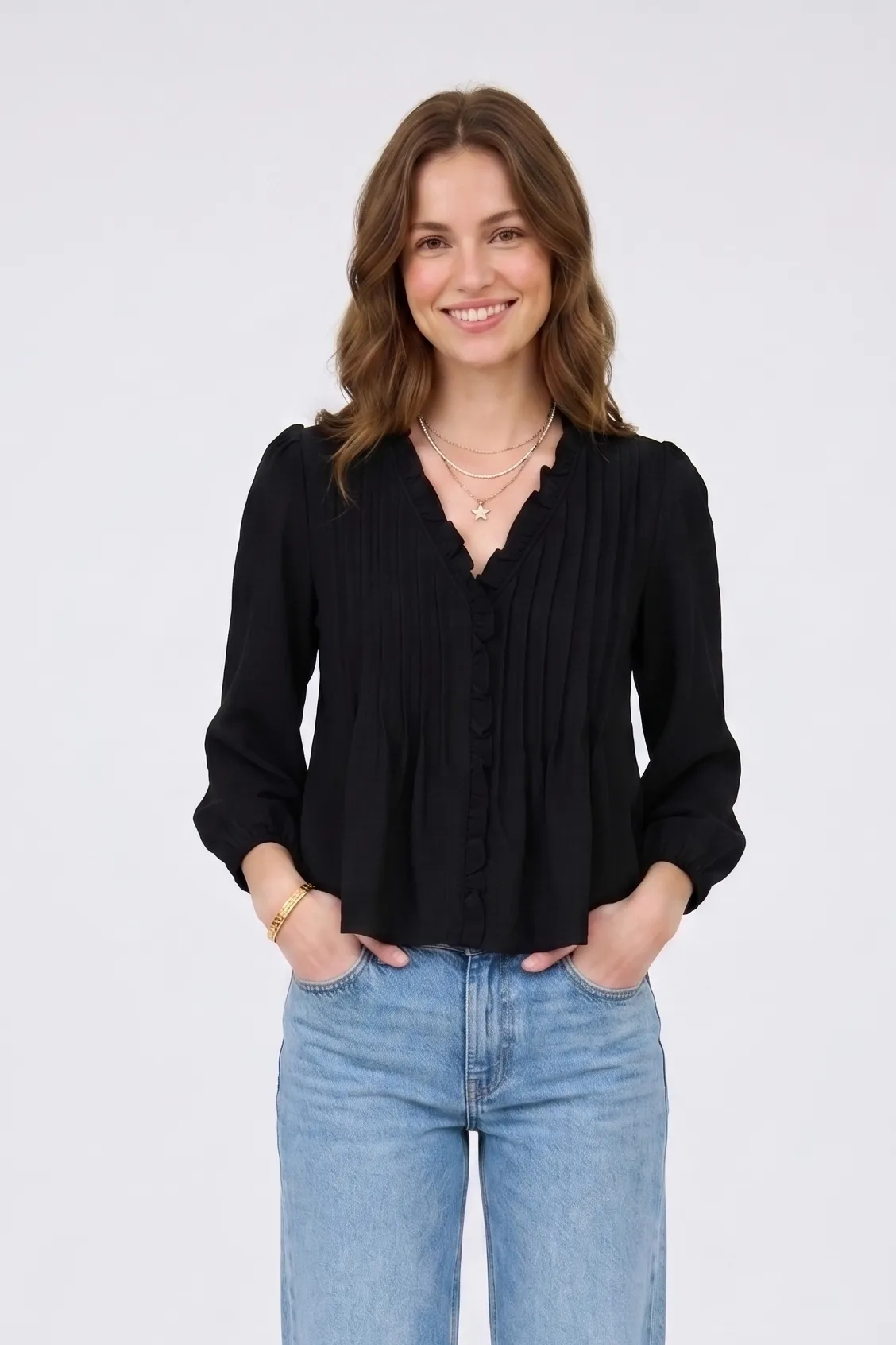Kelly Ruffle Trim Blouse sold by Morning Lavender