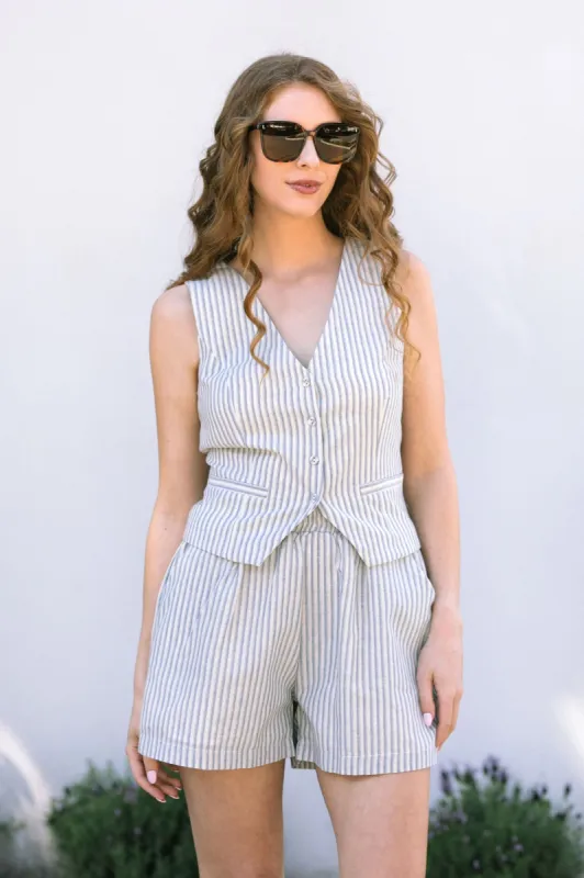 Ingrid Striped Buttoned Vest sold by Morning Lavender