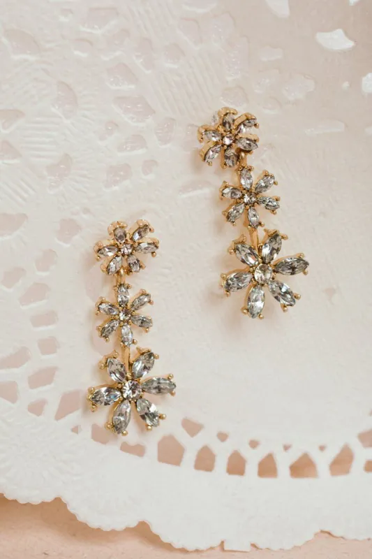 Samantha Flower Crystal Drop Earrings sold by Morning Lavender
