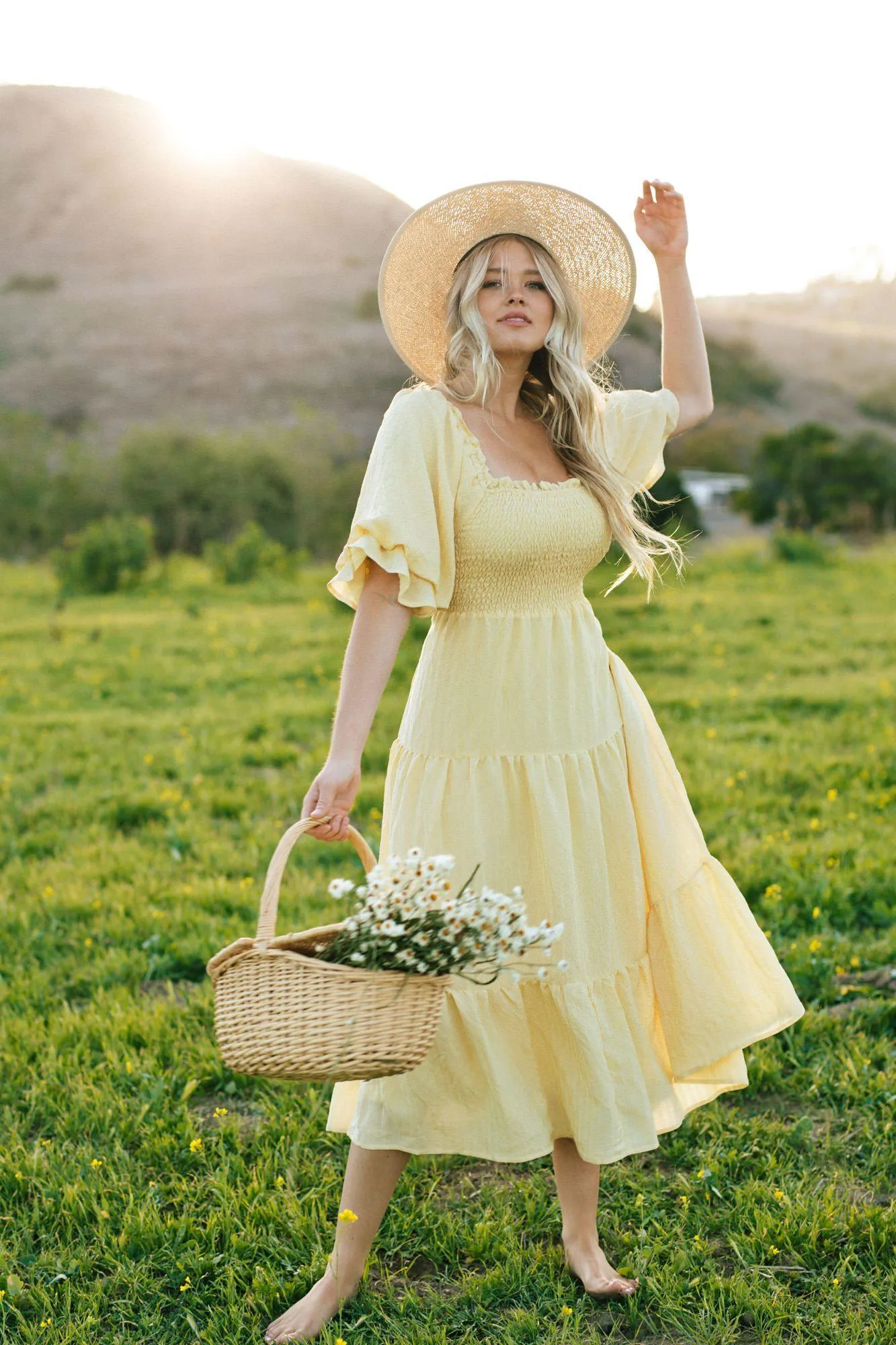 Paige Puff Sleeve Tiered Midi Dress sold by Morning Lavender product image thumbnail 5