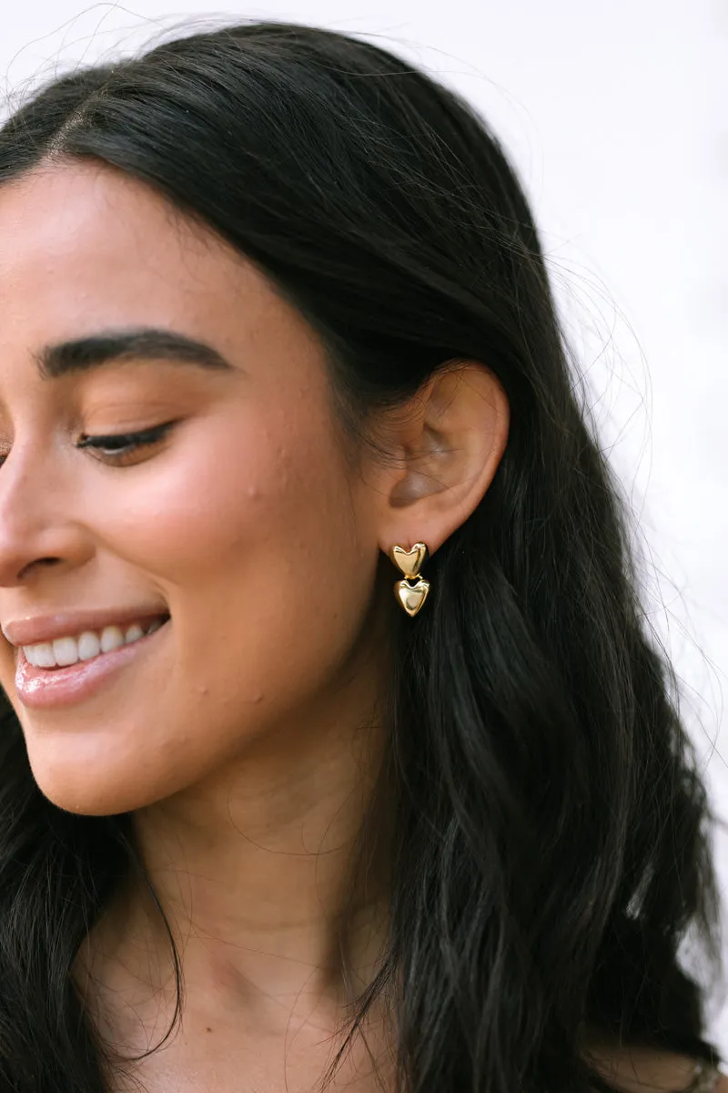 Anette Double Heart Drop Earrings sold by Morning Lavender