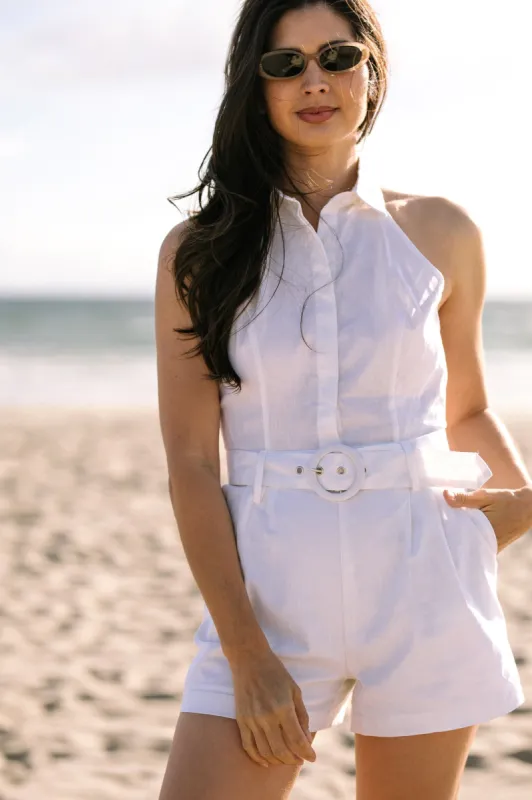 Jax Belted Halter Romper sold by Morning Lavender