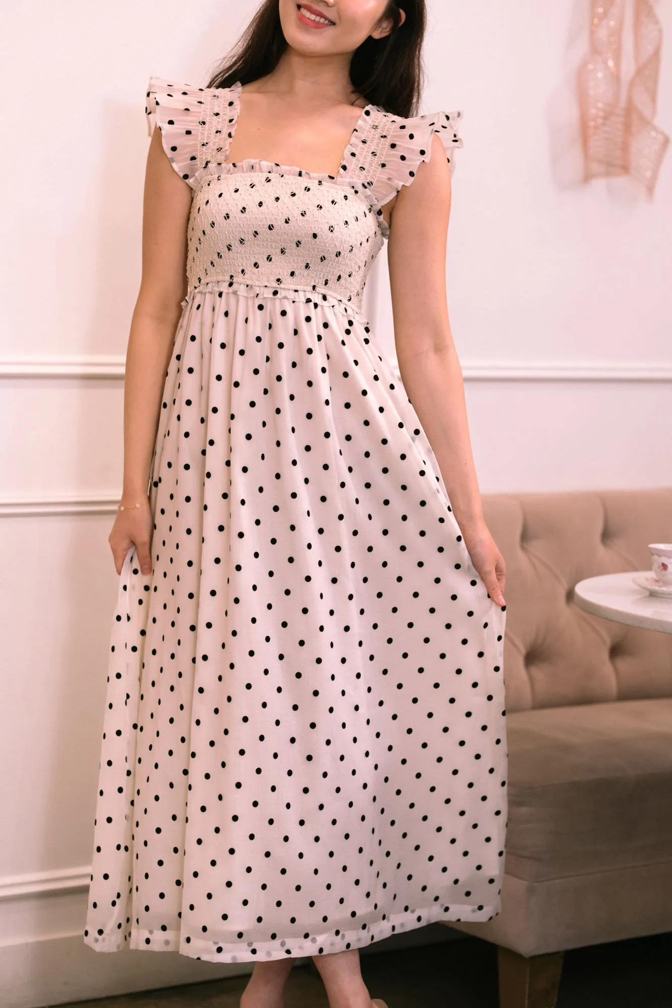 Rosario Dotted Midi Dress sold by Morning Lavender product image thumbnail 3
