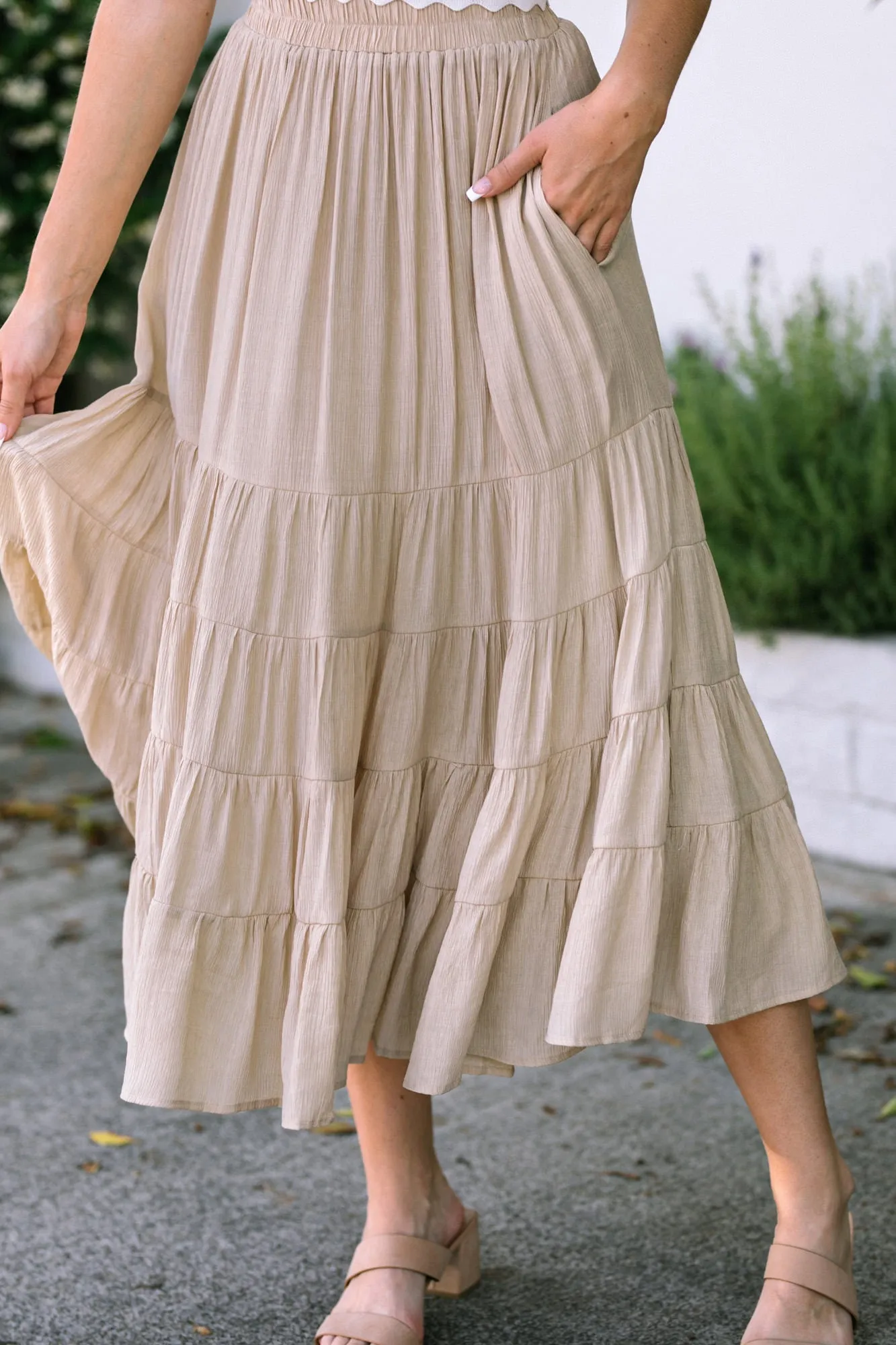 Connie Crinkled Tiered Skirt sold by Morning Lavender