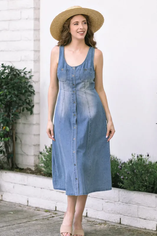 Karen Denim Midi Dress sold by Morning Lavender