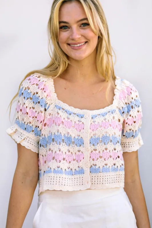 Rowena Crochet Buttoned Top sold by Morning Lavender