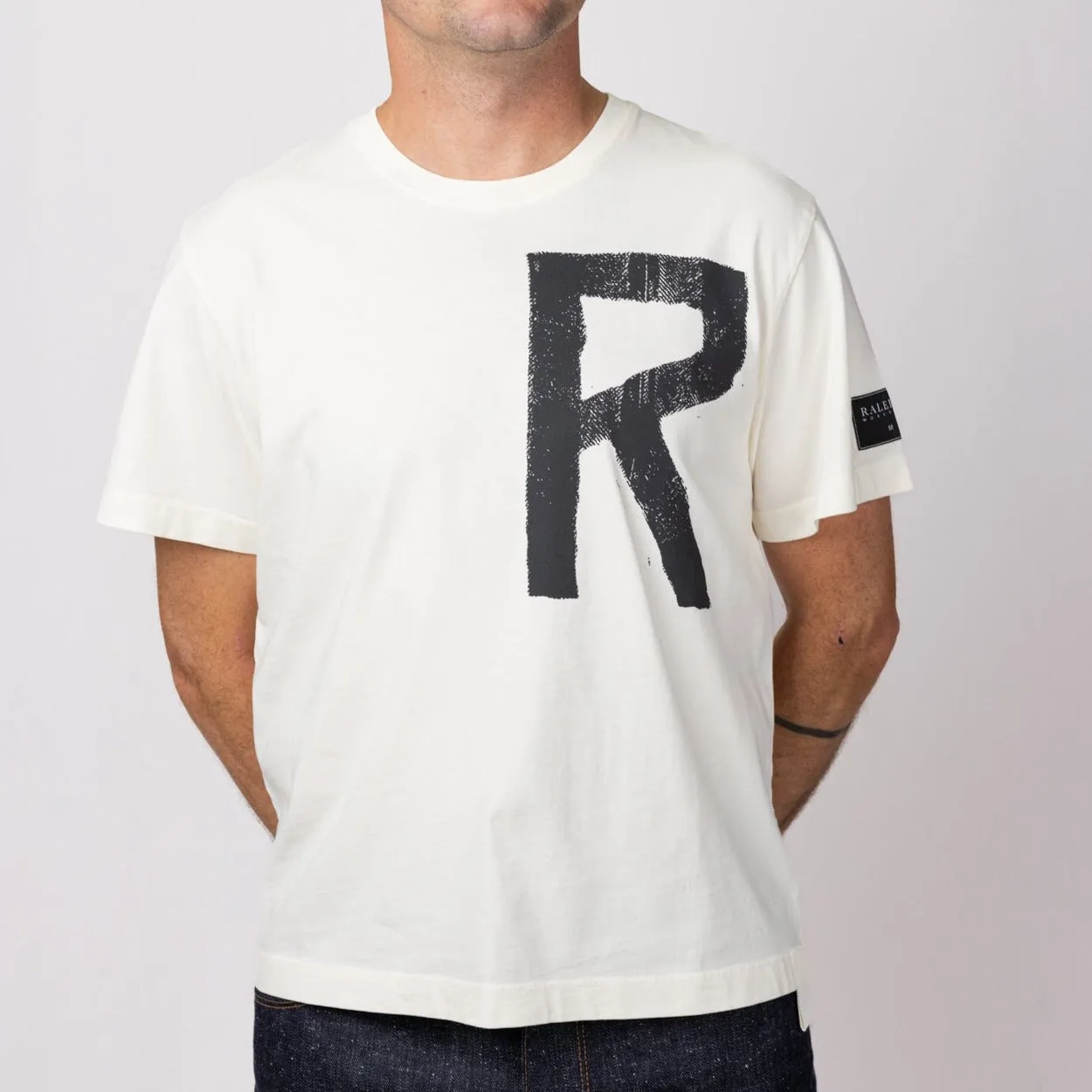 Letter R Tee | Ecru sold by Raleigh Denim Workshop product image thumbnail 3