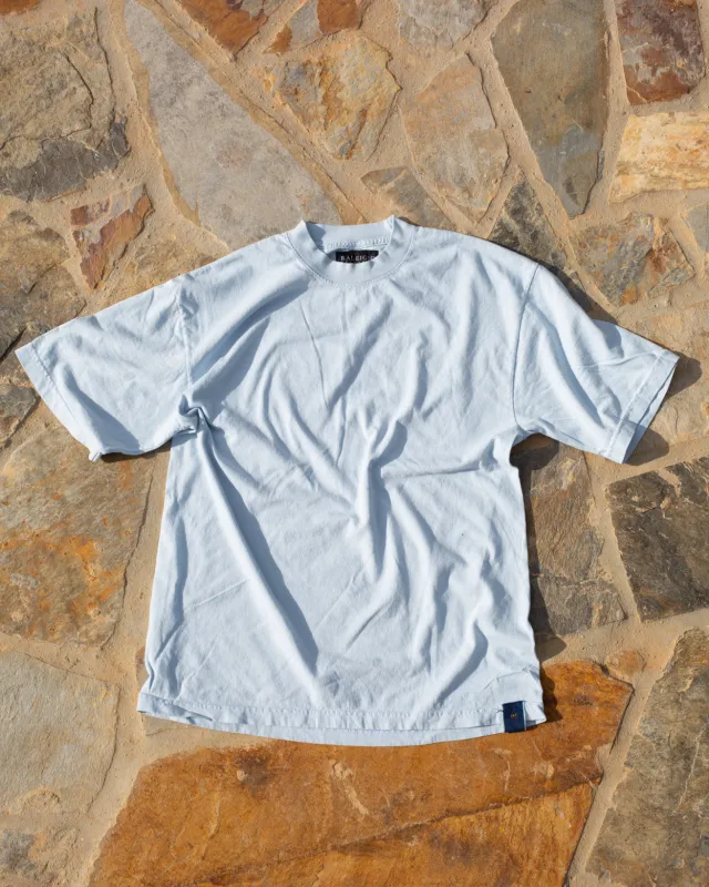 Crew Neck Tab Tee | Carolina Blue sold by Raleigh Denim Workshop