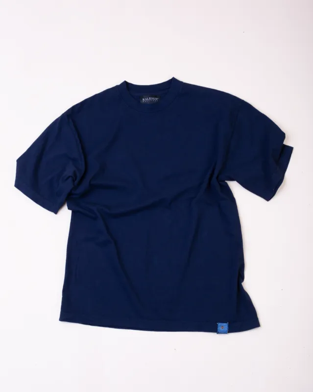 Crew Neck Tab Tee | Navy sold by Raleigh Denim Workshop