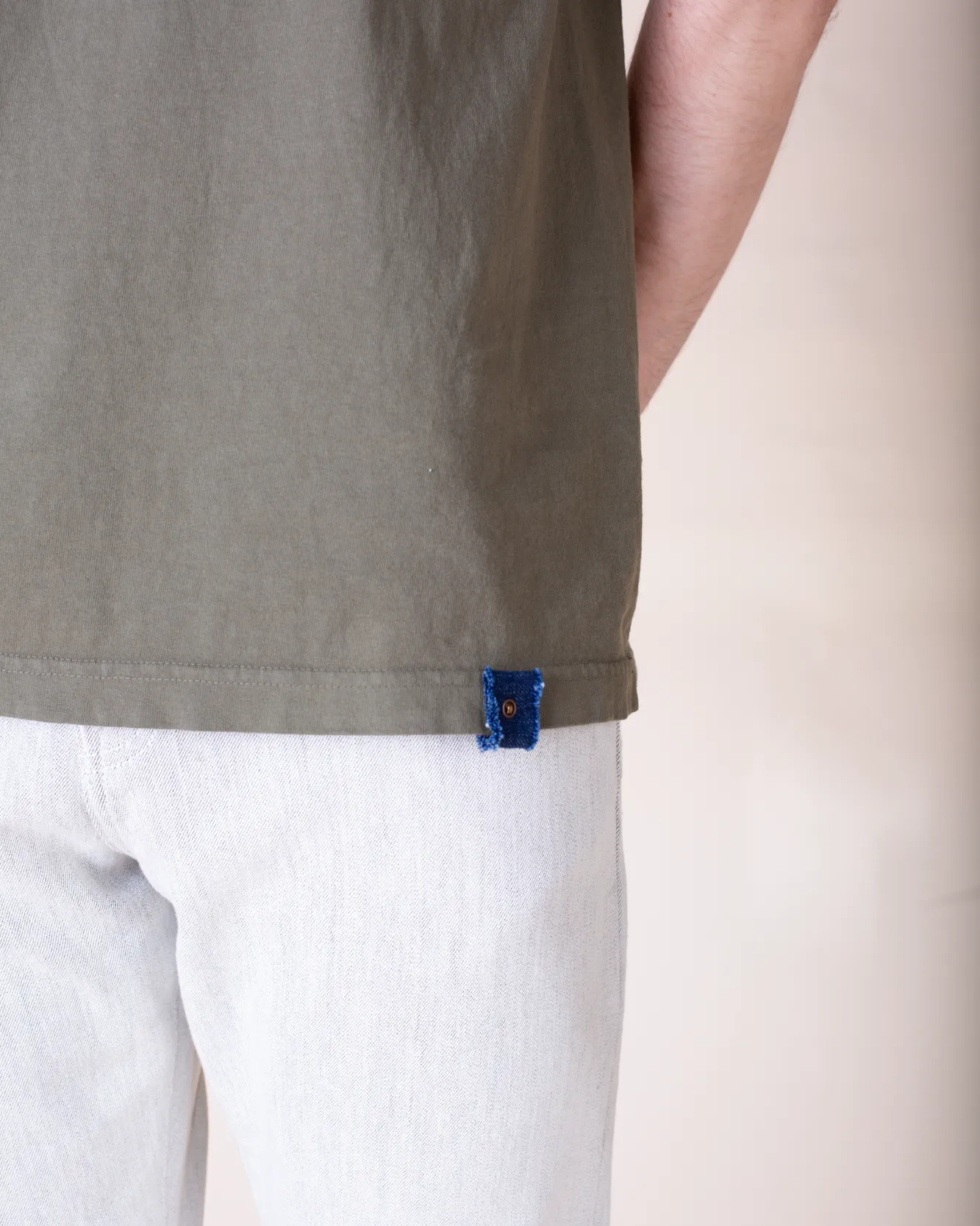 Crew Neck Tab Tee | Army sold by Raleigh Denim Workshop product image thumbnail 3