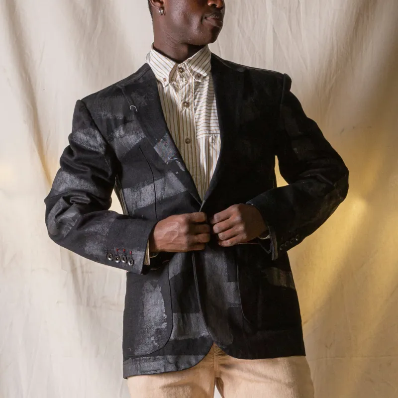 Dare Sportcoat — Hand Painted Black Vidalia Mills Denim sold by Raleigh Denim Workshop