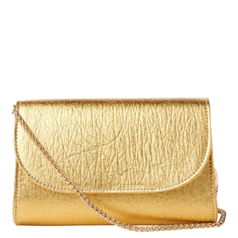 Didi Clutch Mini - Metallic Gold Piñatex® sold by Svala