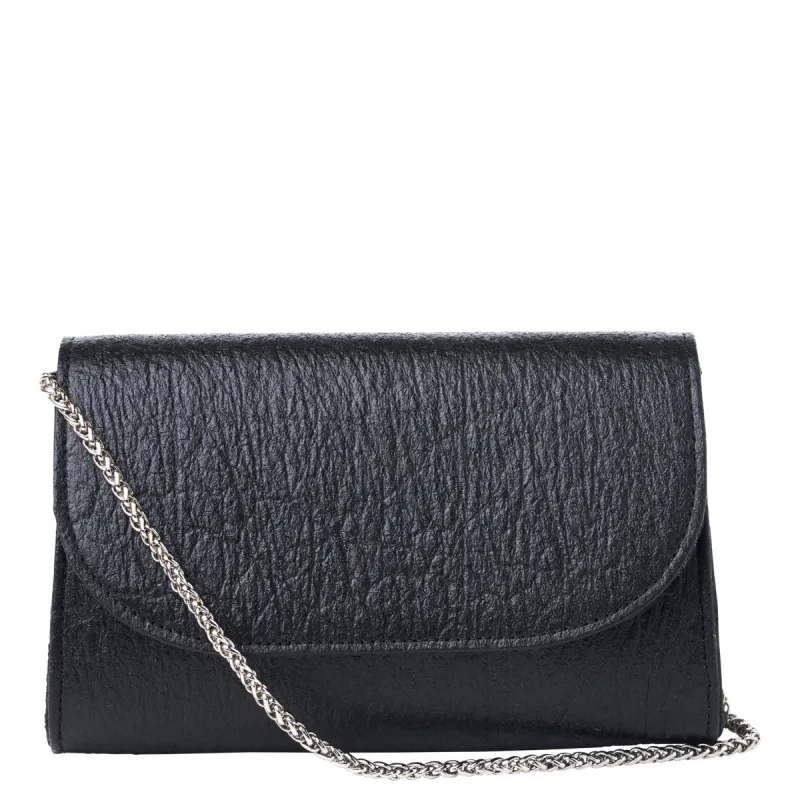 Didi Clutch Mini - Metallic Black Piñatex® sold by Svala