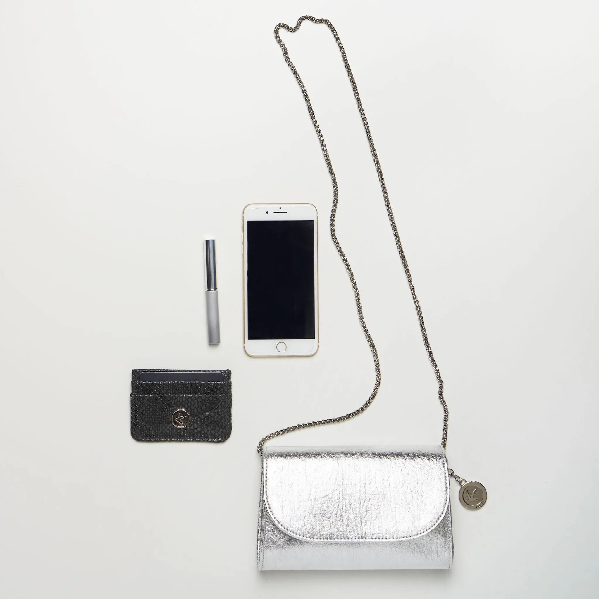 Didi Clutch Mini - Metallic Silver Piñatex® sold by Svala product image thumbnail 5