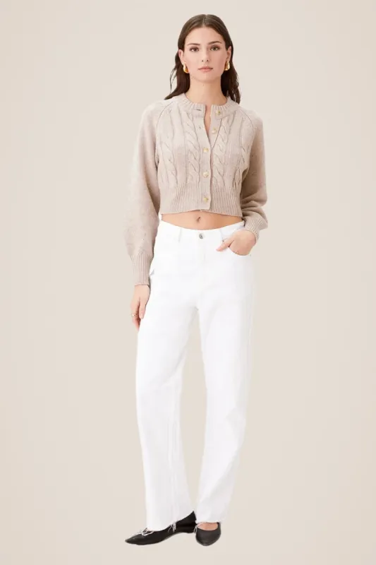 Rita Cashmere Wool Cropped Cardigan Beige sold by Toccin