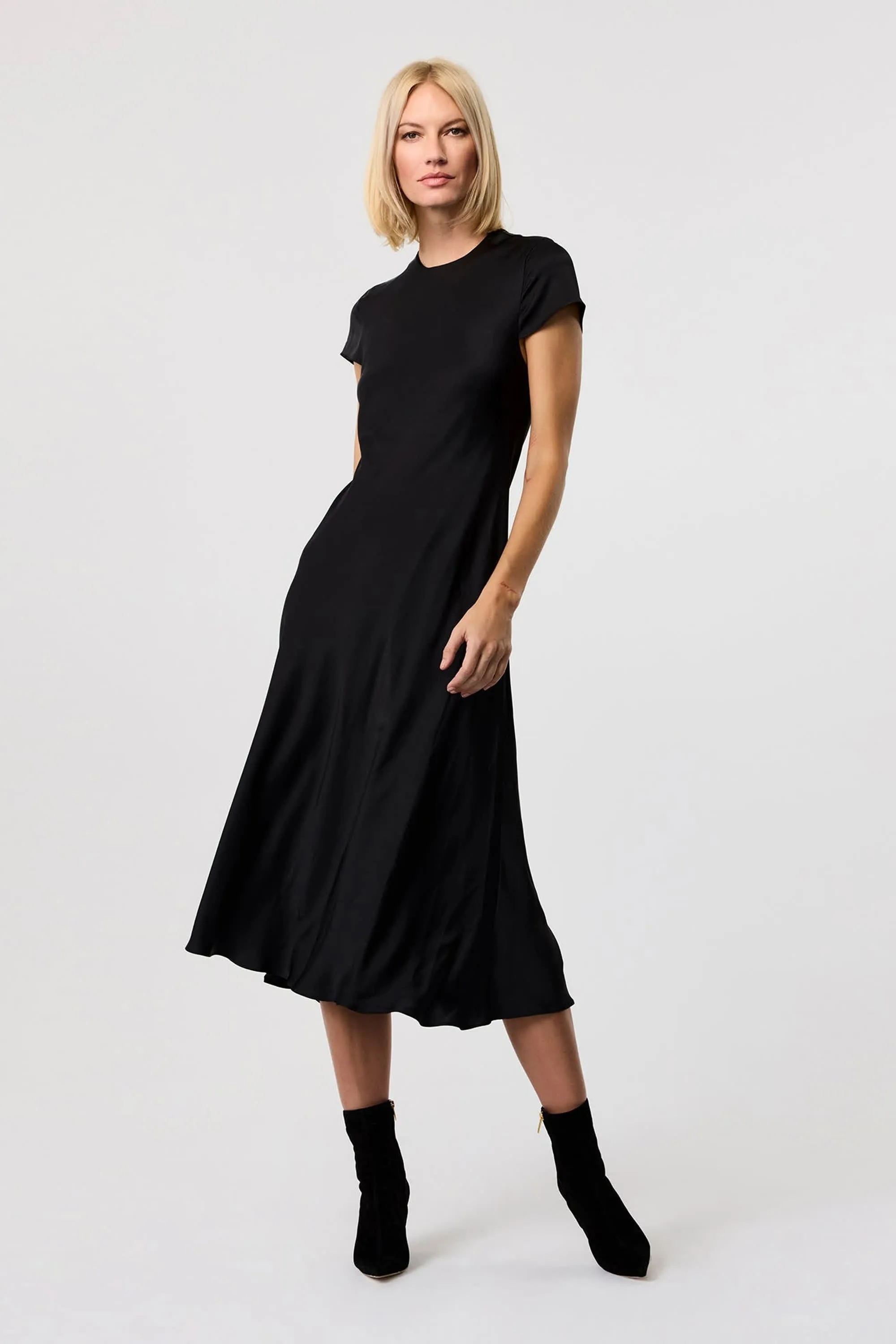 Luciana Short Sleeve Silk Midi Dress sold by Toccin