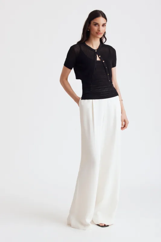 Sydney Short Sleeve Pointelle Cardigan sold by Toccin