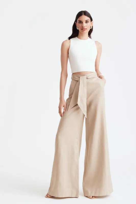 Layla Wide Leg Pant with Sash Belt sold by Toccin