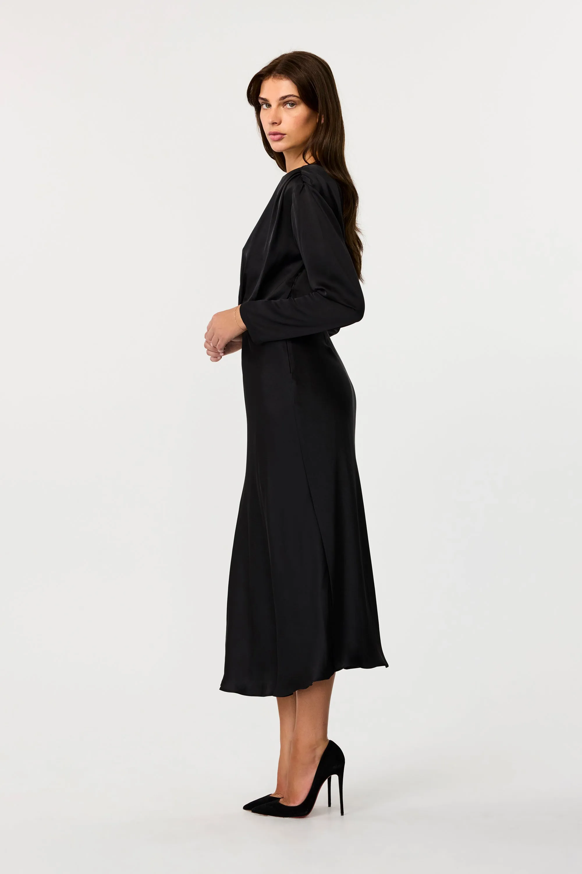 Rebecca Plunge Long Sleeve Silk Dress sold by Toccin product image thumbnail 4