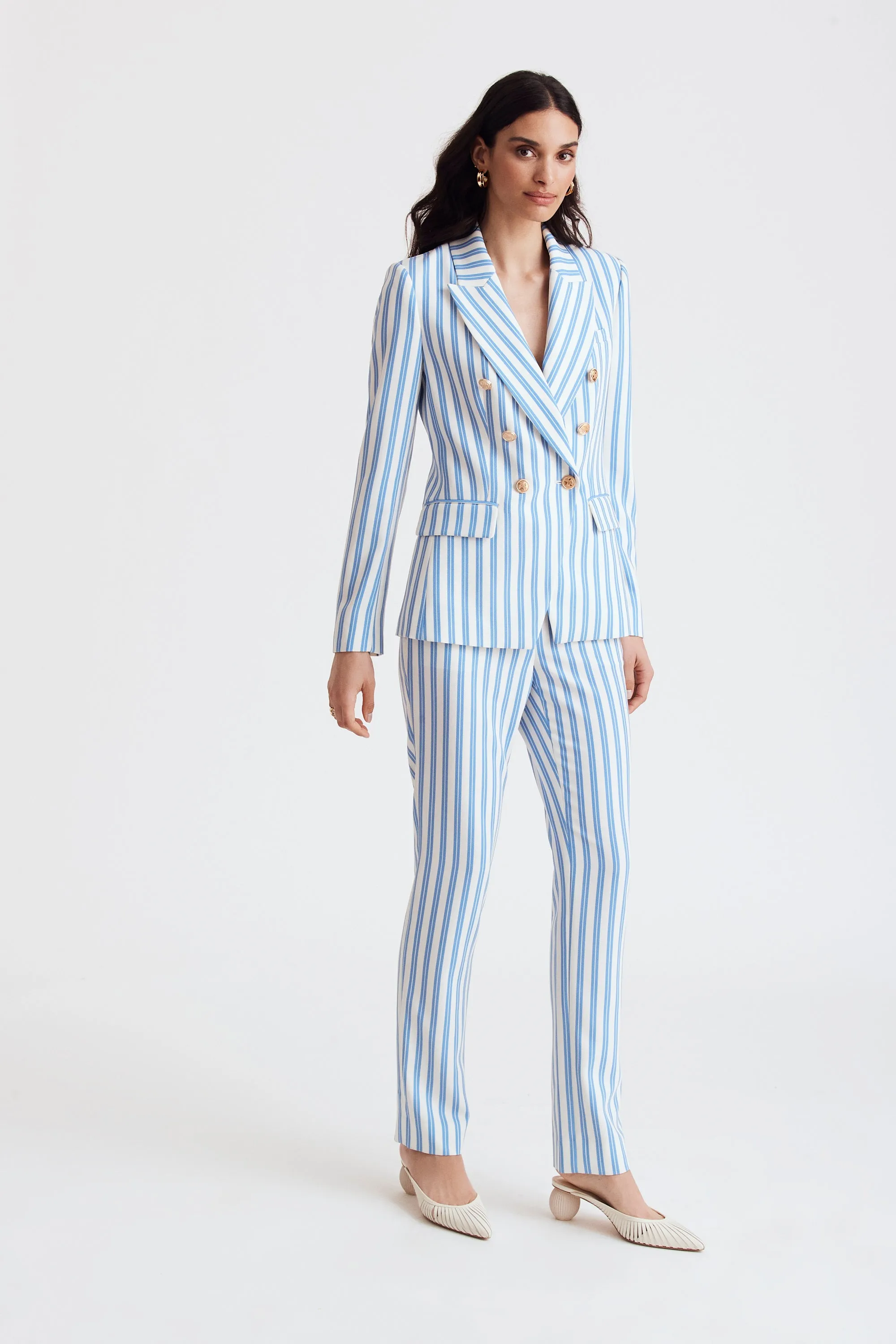 Kylie Striped Woven Double Breasted Blazer sold by Toccin product image thumbnail 2
