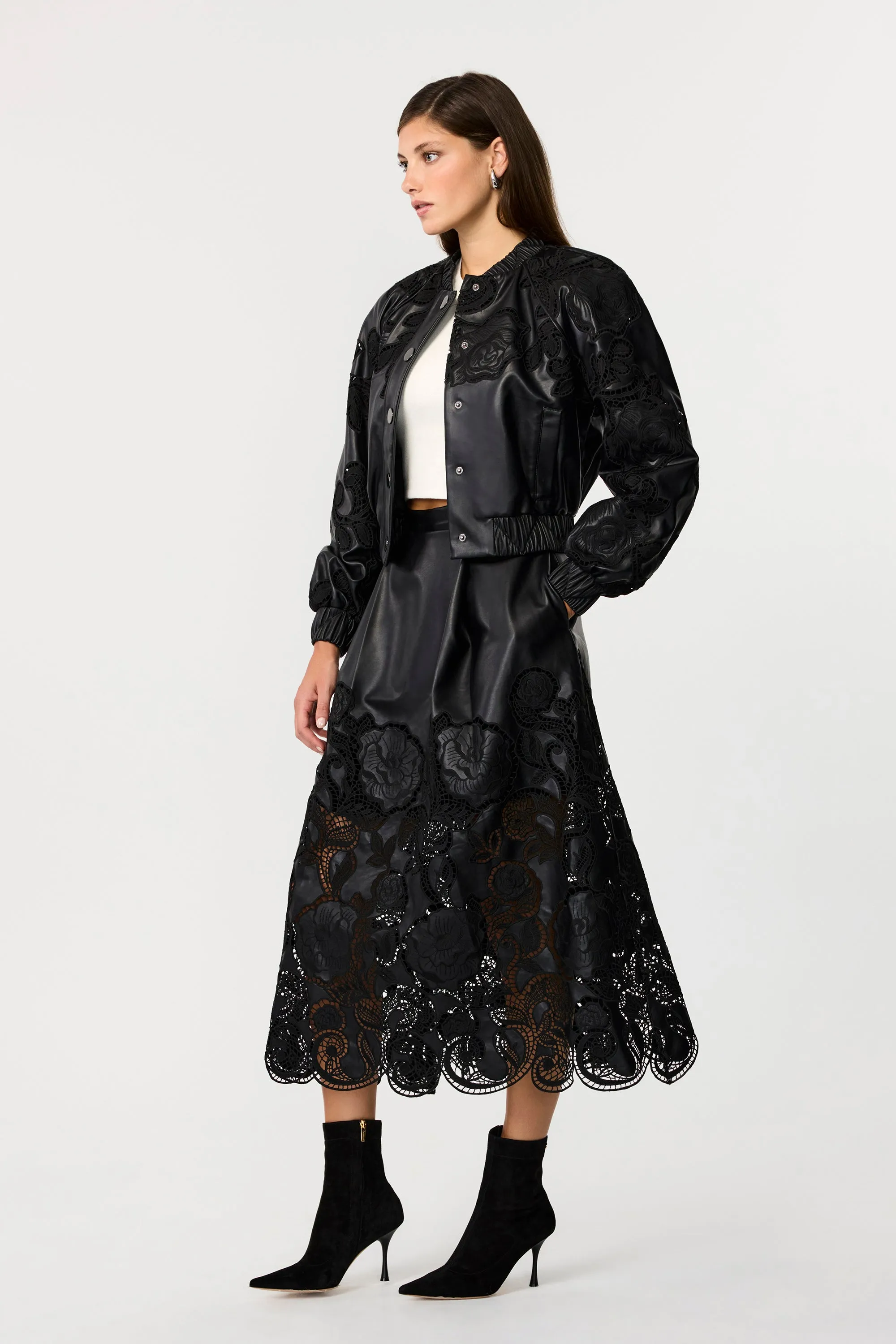 Stacey Leather Lace Midi Skirt sold by Toccin product image thumbnail 4