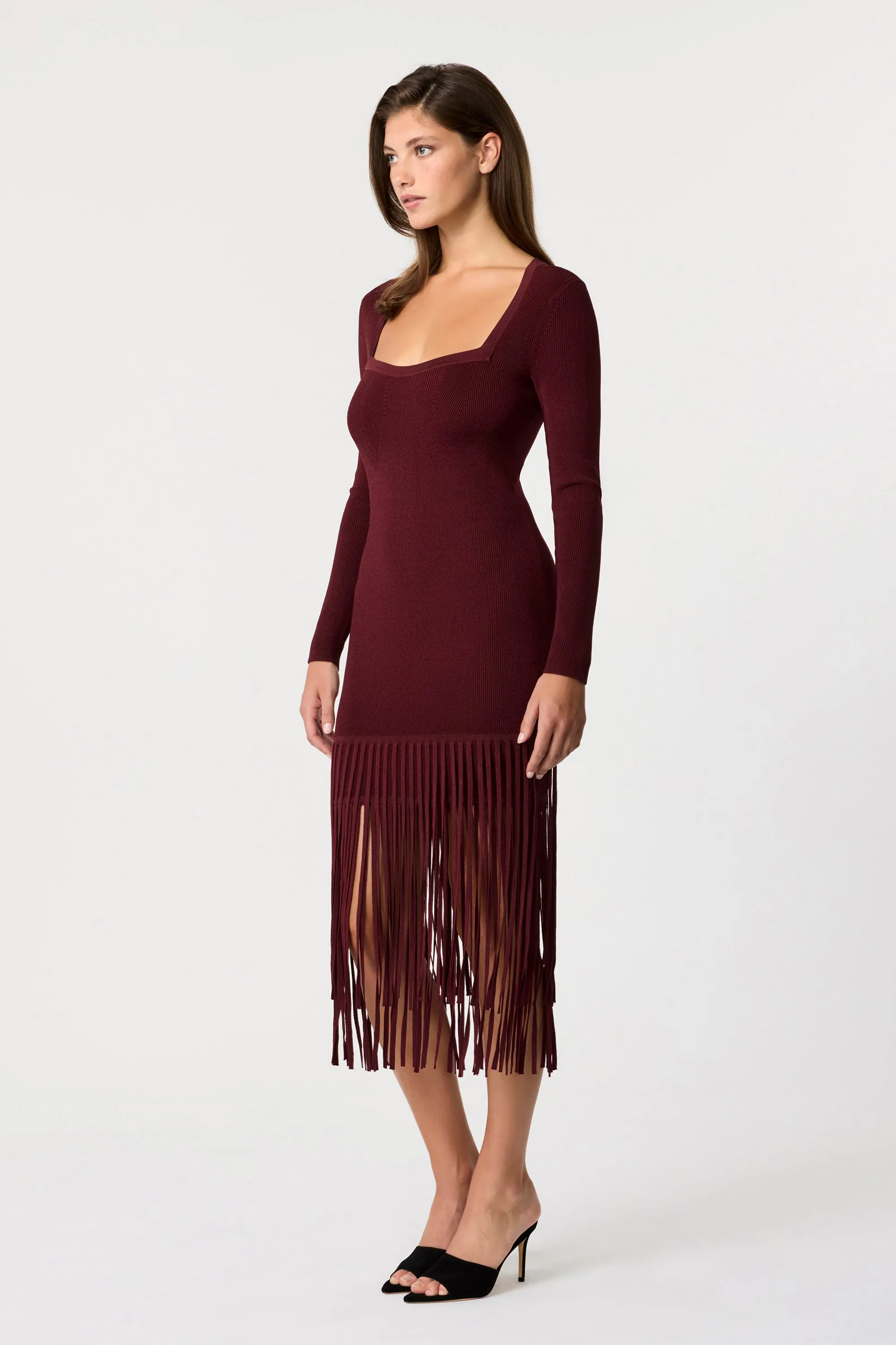 Mila Long Sleeve Fringe Midi Dress sold by Toccin product image thumbnail 3