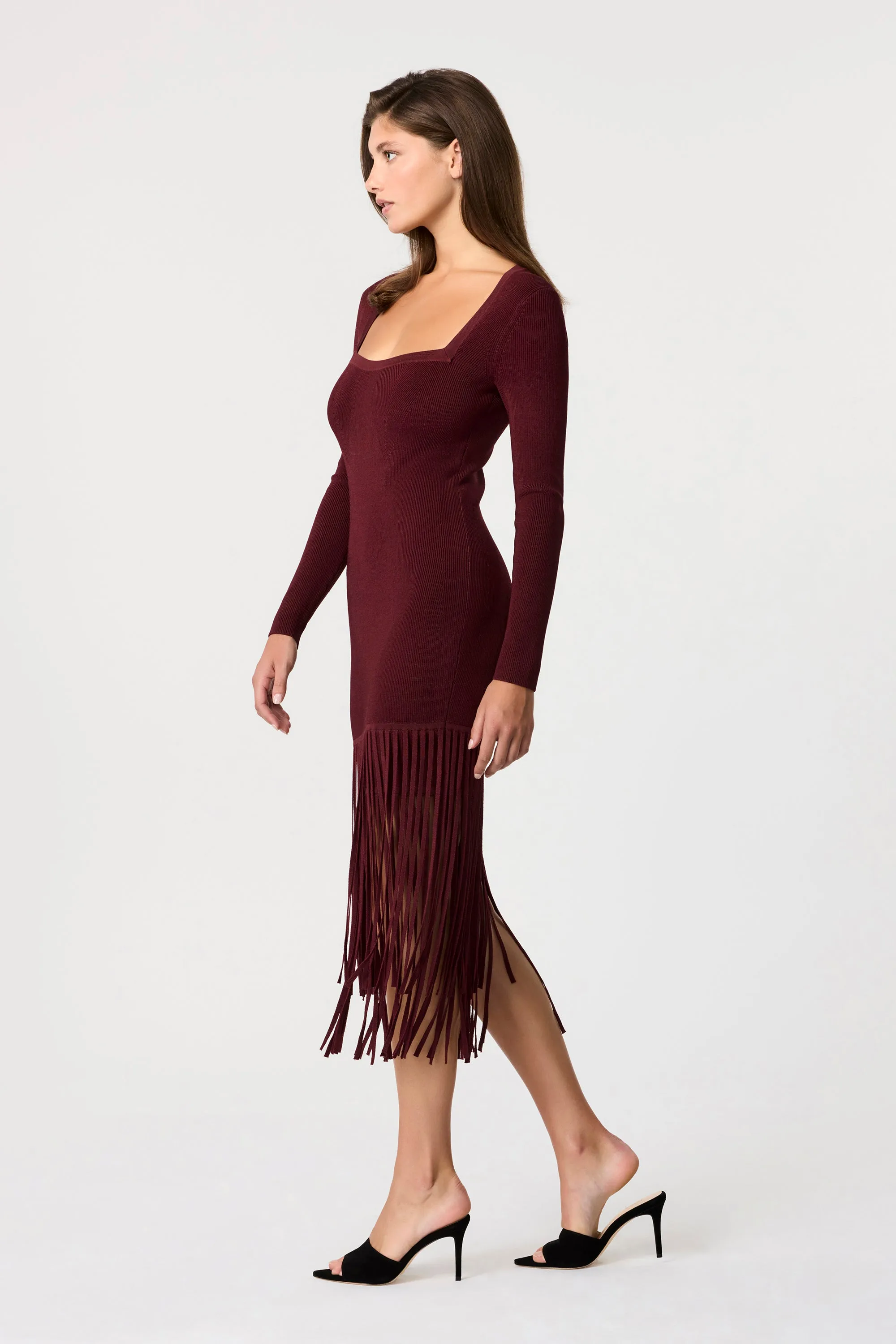 Mila Long Sleeve Fringe Midi Dress sold by Toccin product image thumbnail 4
