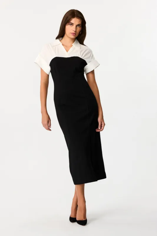 Jasmine Short Sleeve Stretch Midi Dress sold by Toccin