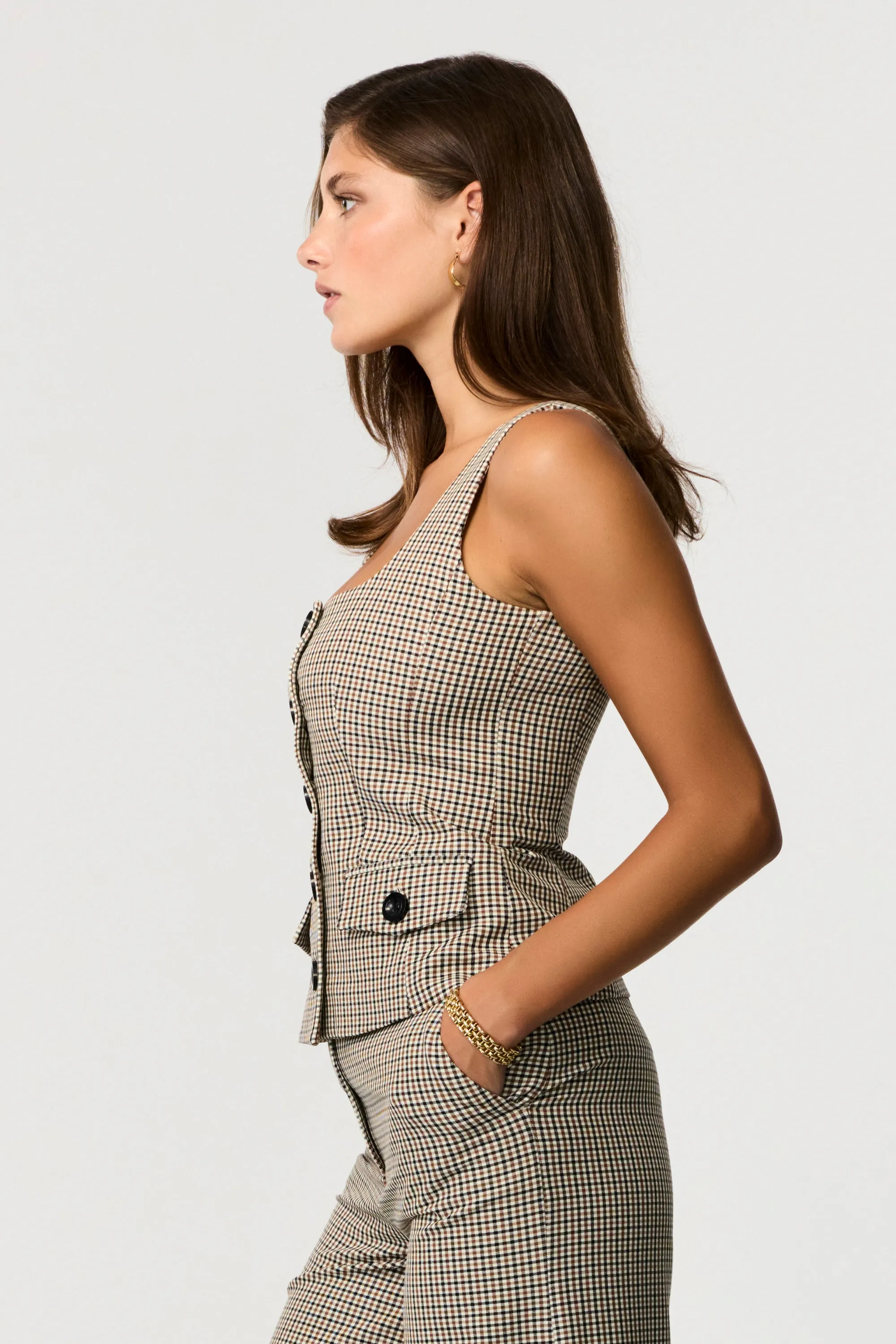 Georgia Plaid Camel Scoop Neck Top sold by Toccin product image thumbnail 4