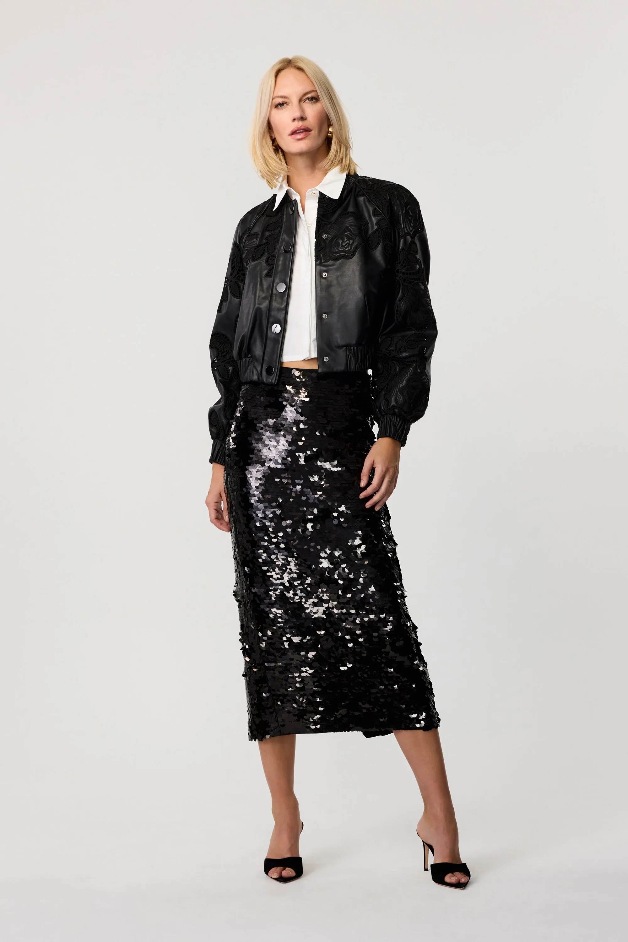 Brynn Vegan Leather Lace Bomber Jacket sold by Toccin product image thumbnail 4