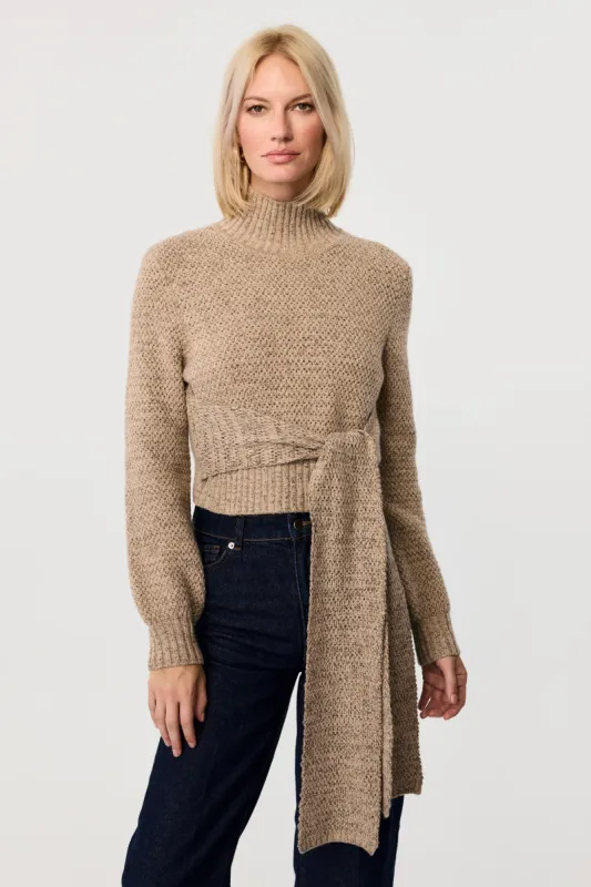 Aspen Long Sleeve Tie Front Pullover Sweater sold by Toccin