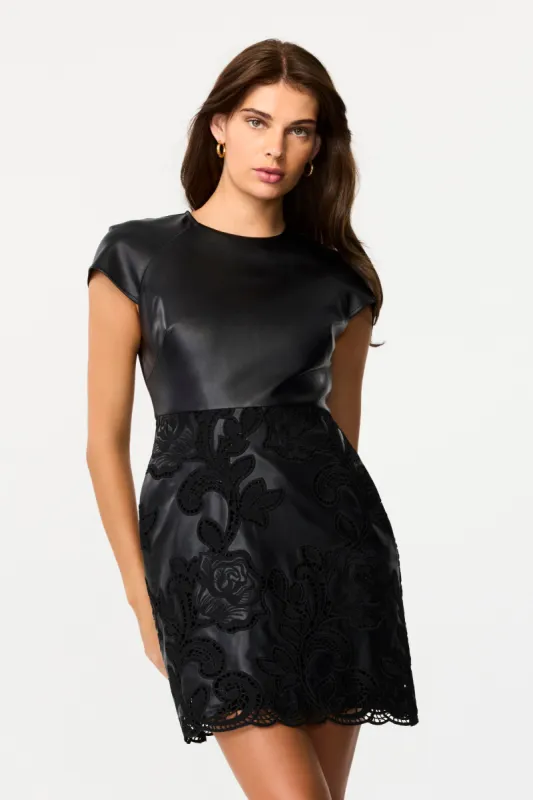 Demi Vegan Leather Short Sleeve Mini Dress sold by Toccin