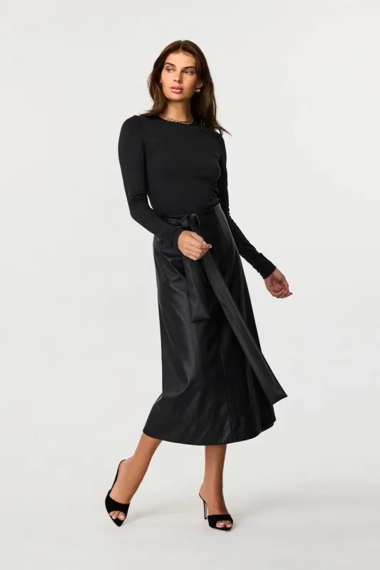 Beatrice Vegan Leather Wrap Skirt sold by Toccin