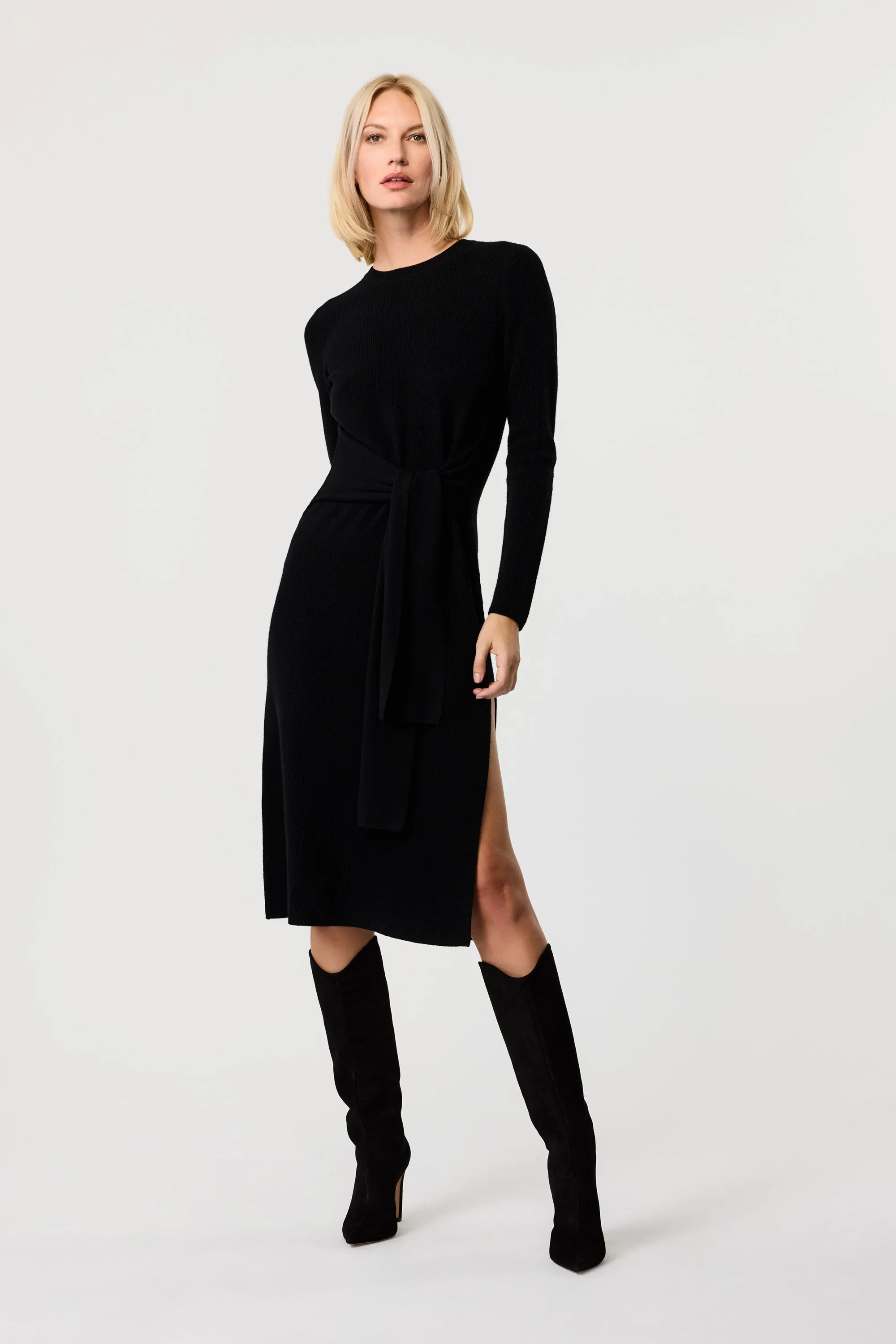 Blakely Crew Neck Tie Front Knit Dress sold by Toccin