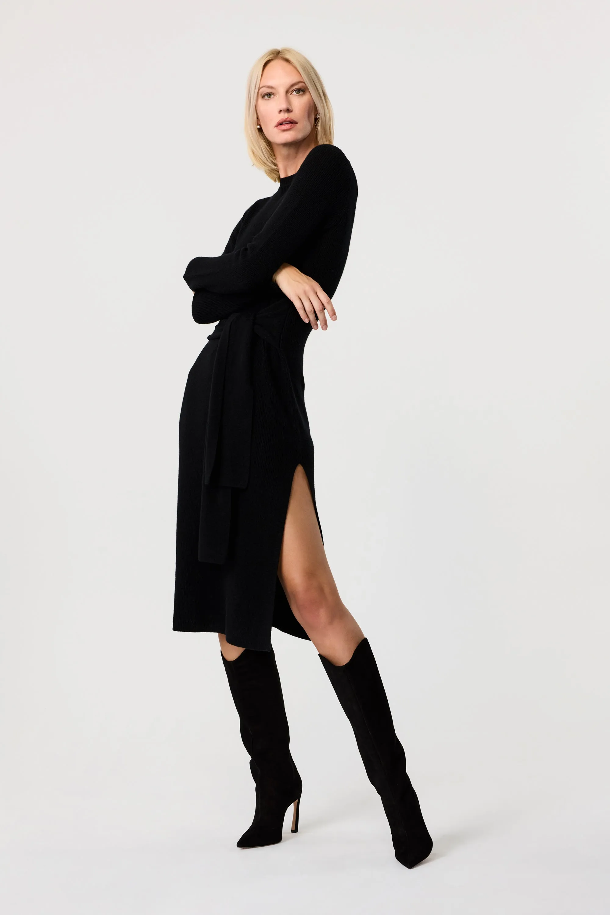 Blakely Crew Neck Tie Front Knit Dress sold by Toccin product image thumbnail 5