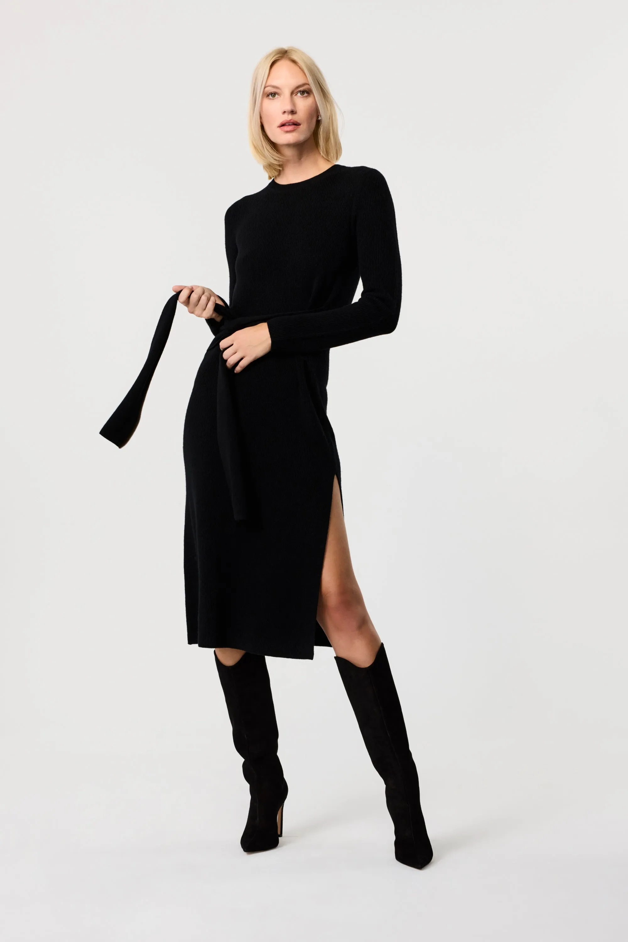 Blakely Crew Neck Tie Front Knit Dress sold by Toccin product image thumbnail 3