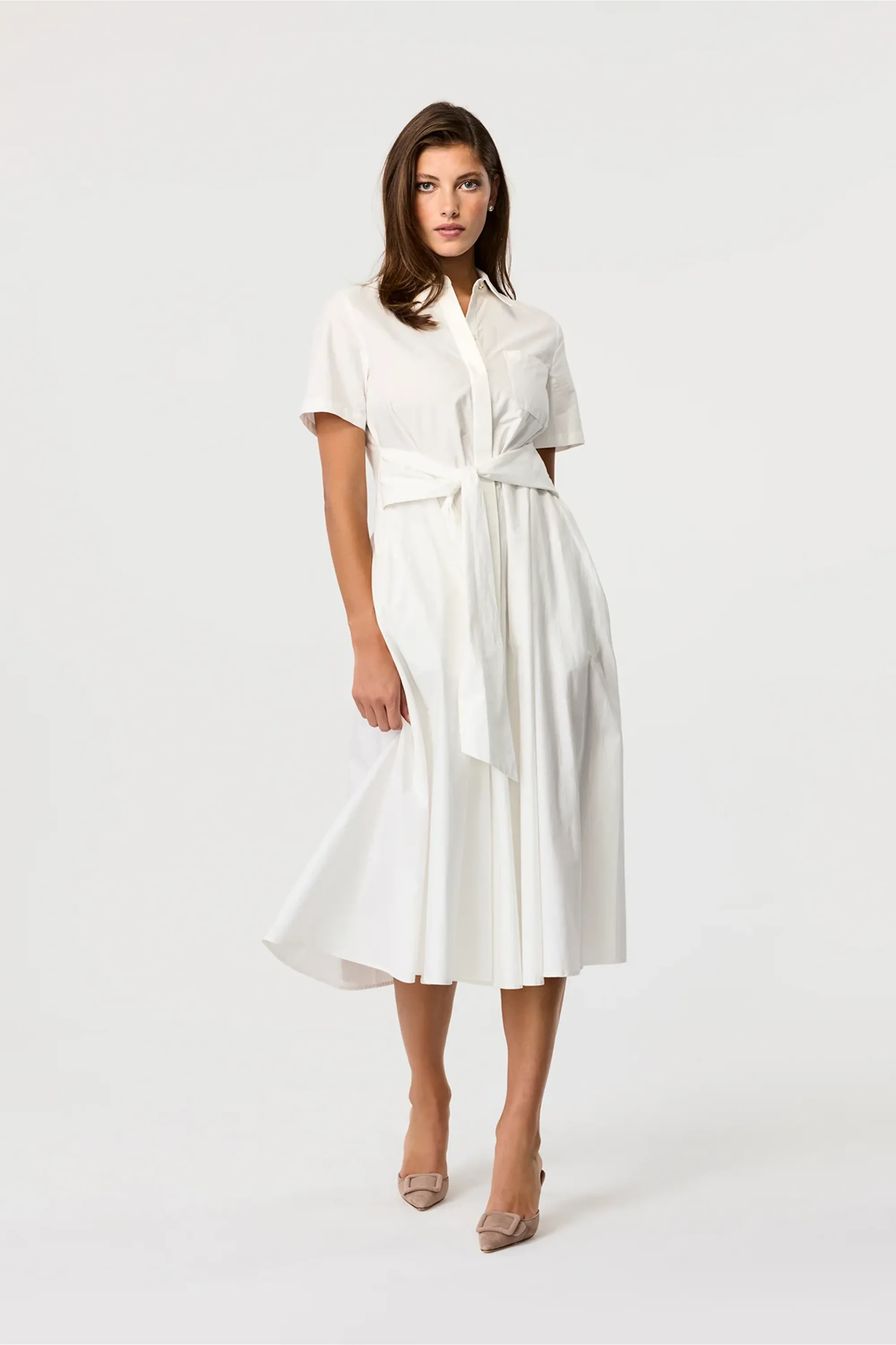 Megan Button-Down Short Sleeve Midi Dress sold by Toccin