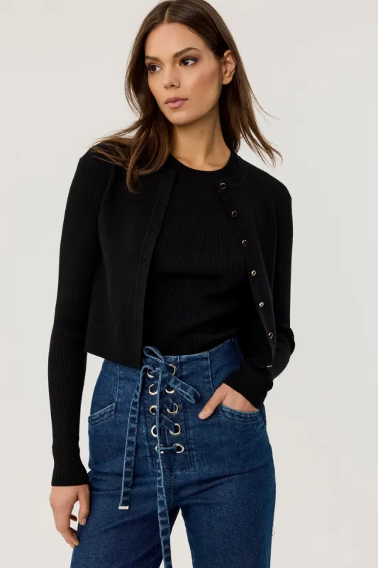 Zoe Slim Fit Cropped Button-Down Cardigan sold by Toccin