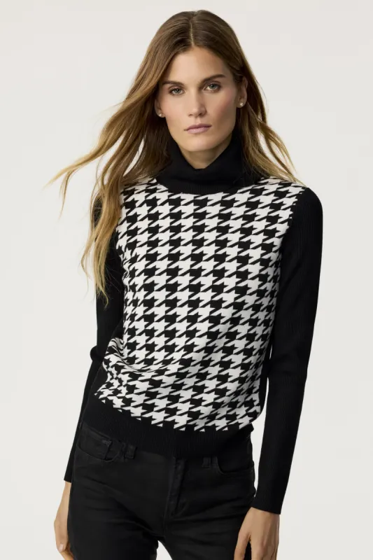 Morgan Houndstooth Turtleneck Sweater sold by Toccin