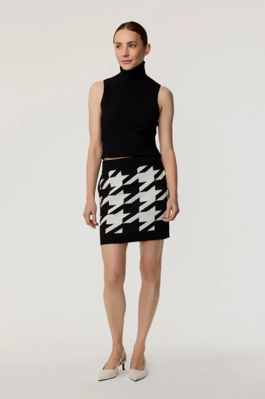 Jackie Houndstooth Knit Mini Skirt sold by Toccin