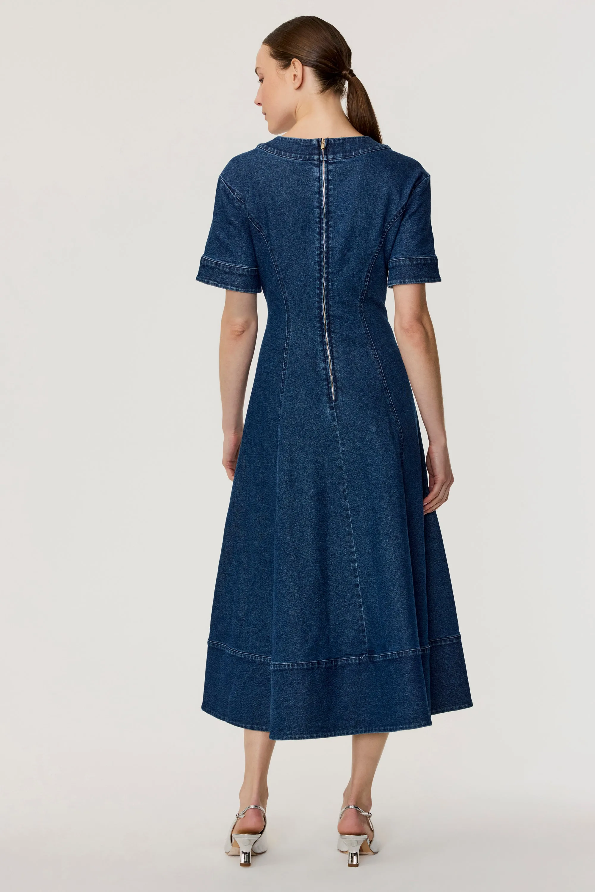 Dahlia Lace Up Denim Midi Dress sold by Toccin product image thumbnail 4