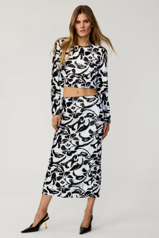Leilani Floral Sequin Pencil Skirt sold by Toccin