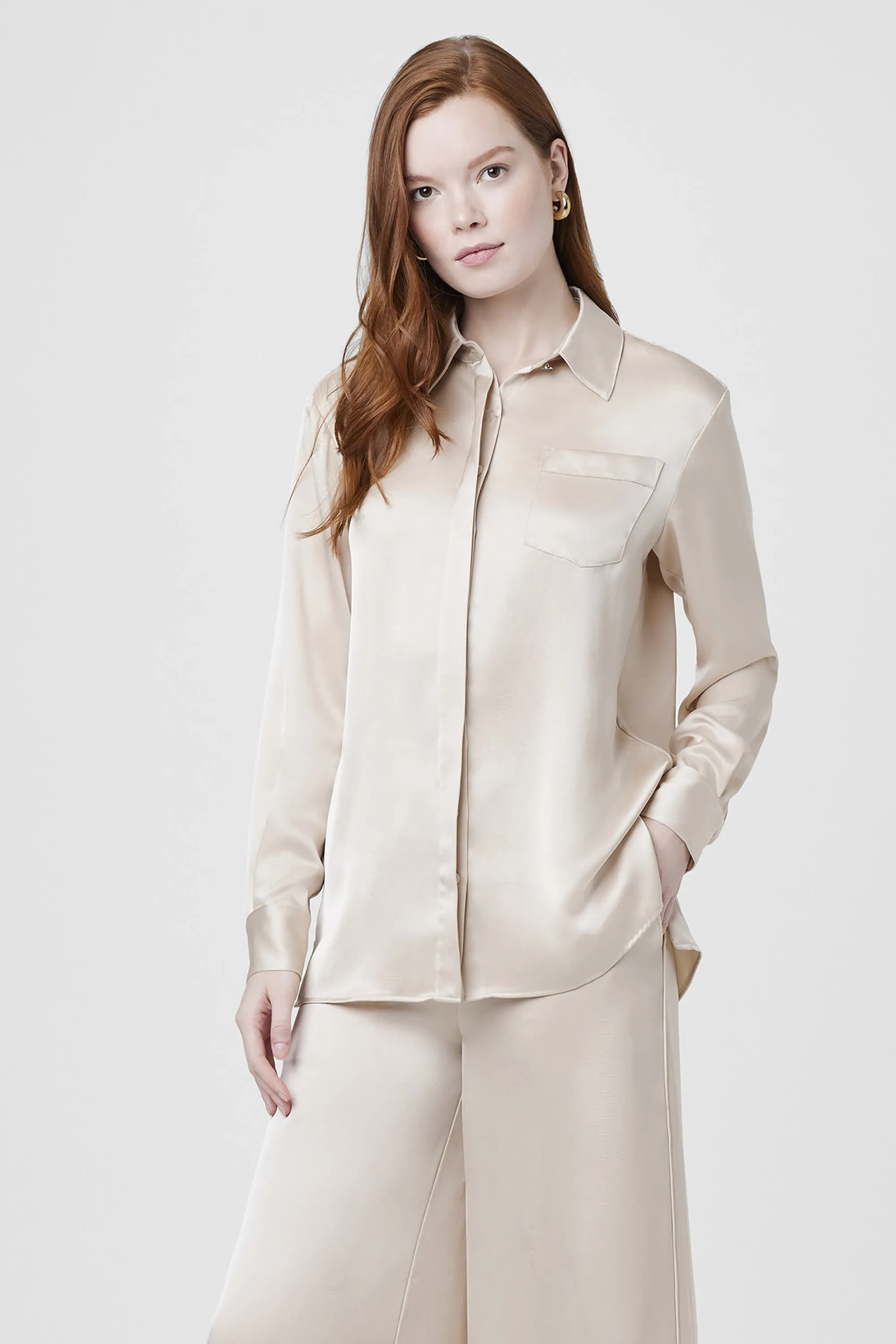 Riley Silk Button-Down Shirt sold by Toccin