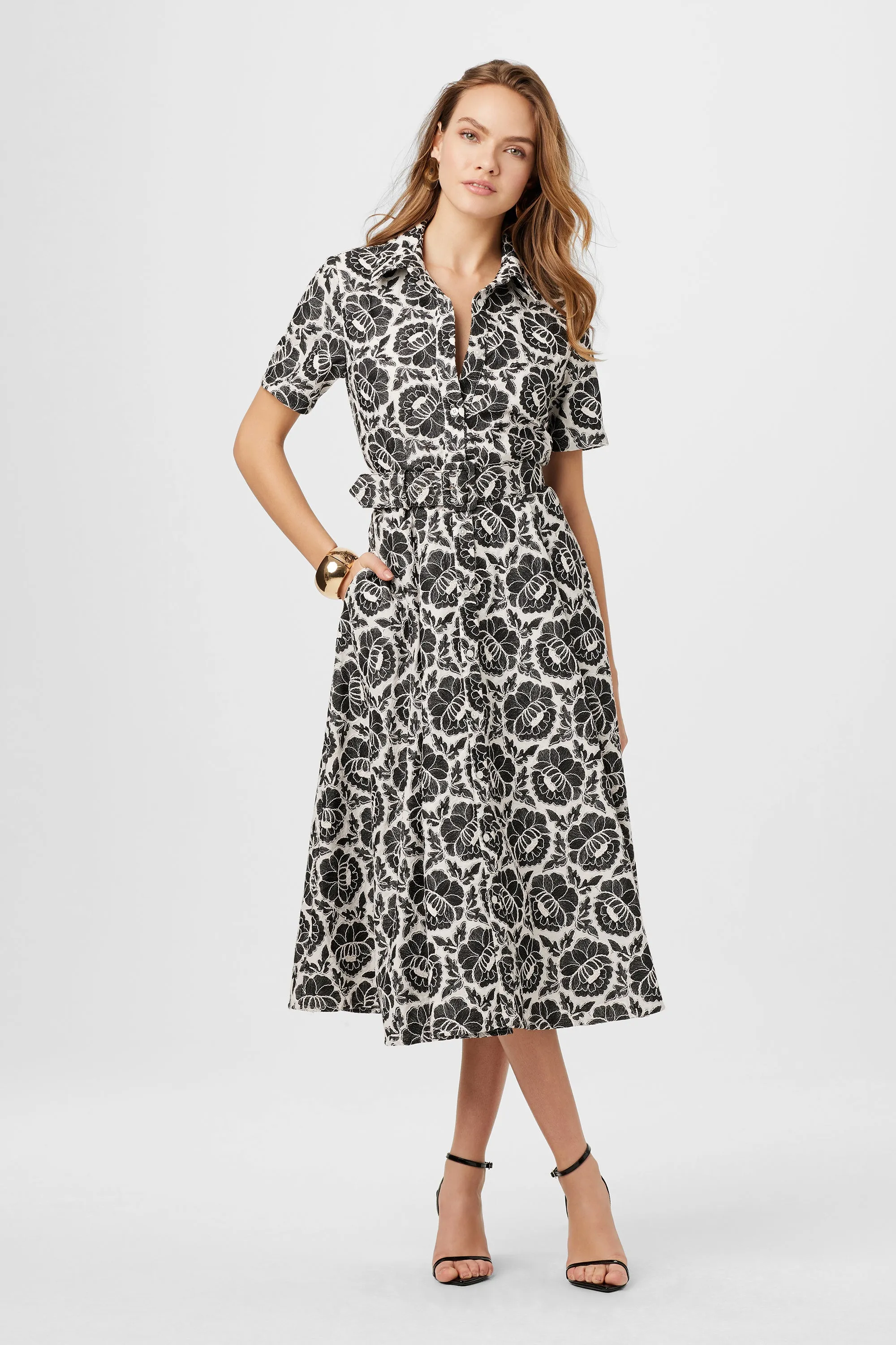 Jean Embroidery Midi Dress sold by Toccin