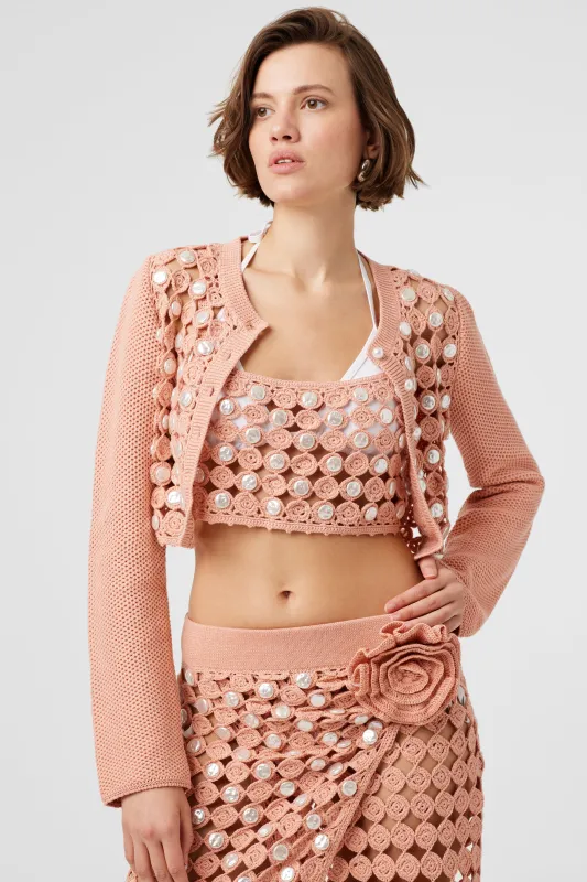 Noah Crochet Front Crop Cardigan sold by Toccin