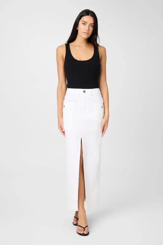 Fallon Denim Cargo Midi Skirt sold by Toccin