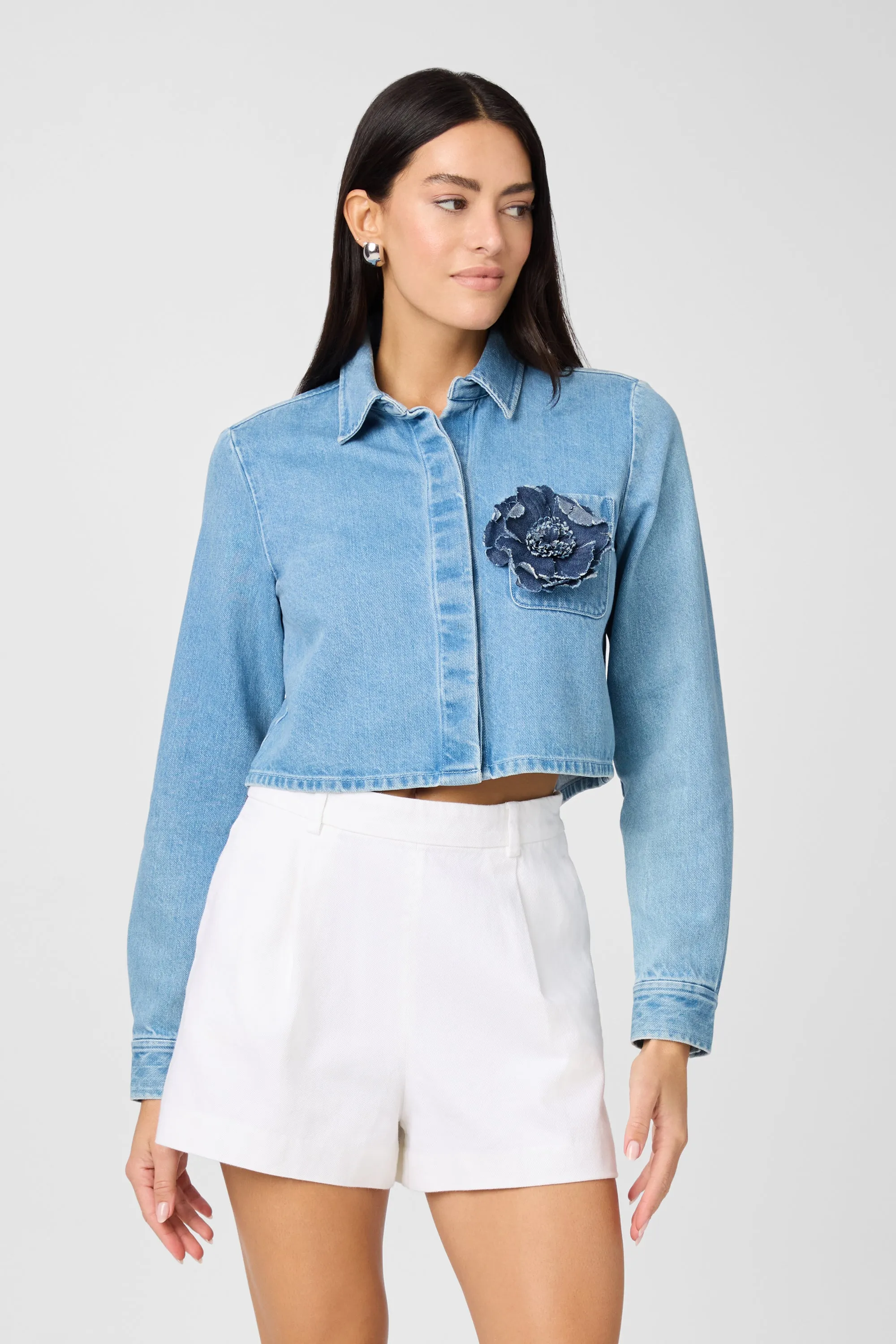 Jilly Denim Crop Flower Shirt sold by Toccin product image thumbnail 3